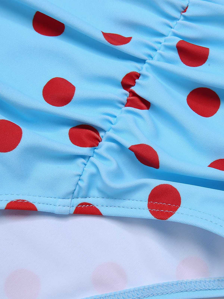 Maillot de bain une pièce dos nu contrasté à pois des années 1940