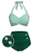 Ensemble de maillot de bain dos nu rayé rose et noir des années 1940