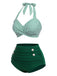 Ensemble de maillot de bain dos nu rayé rose et noir des années 1940