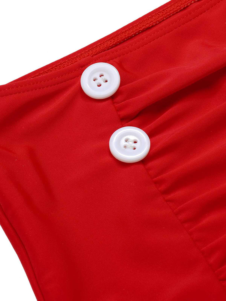 [Grande taille] Maillot de bain rouge dos nu Roses des années 1940