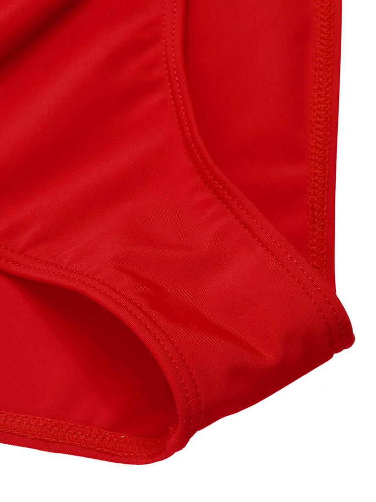 [Grande taille] Maillot de bain rouge dos nu Roses des années 1940
