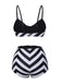 Maillot de bain noir à rayures fines des années 1950