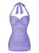 Maillot de bain dos nu froncé rouge des années 1950