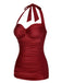 Maillot de bain dos nu rose uni des années 1950
