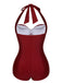 Maillot de bain dos nu rose uni des années 1950