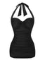 Maillot de bain dos nu noir uni des années 1950