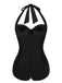 Maillot de bain dos nu noir uni des années 1950