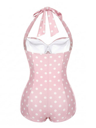 [Prévente] Maillot de Bain Rose Pâle À Pois Années 50