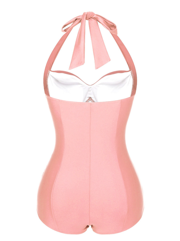 Maillot de bain dos nu noir uni des années 1950