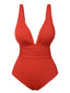 Maillot de bain une pièce rouge uni Col V profond des années 1950