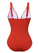 Maillot de bain une pièce rouge uni Col V profond des années 1950