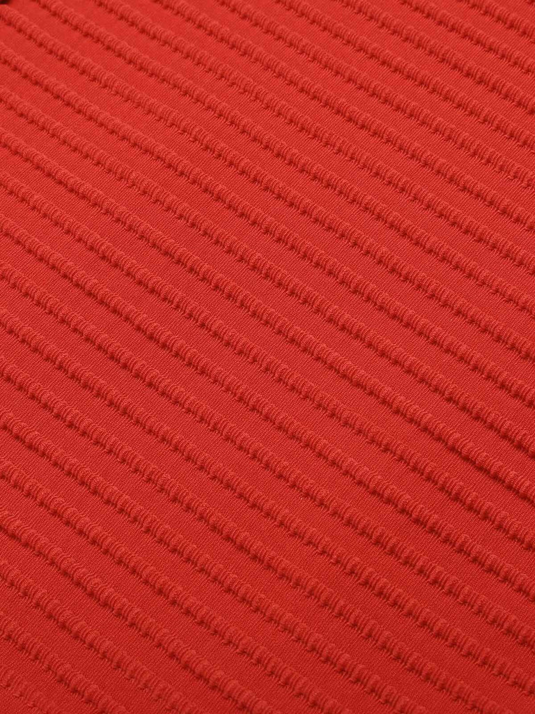 Maillot de bain une pièce rouge uni Col V profond des années 1950