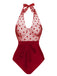 Maillot de bain en maille à pois noir des années 1950