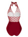 Maillot de bain en maille à pois noir des années 1950