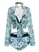 Maillot de bain et cache-maillot vert à imprimé végétal des années 1950