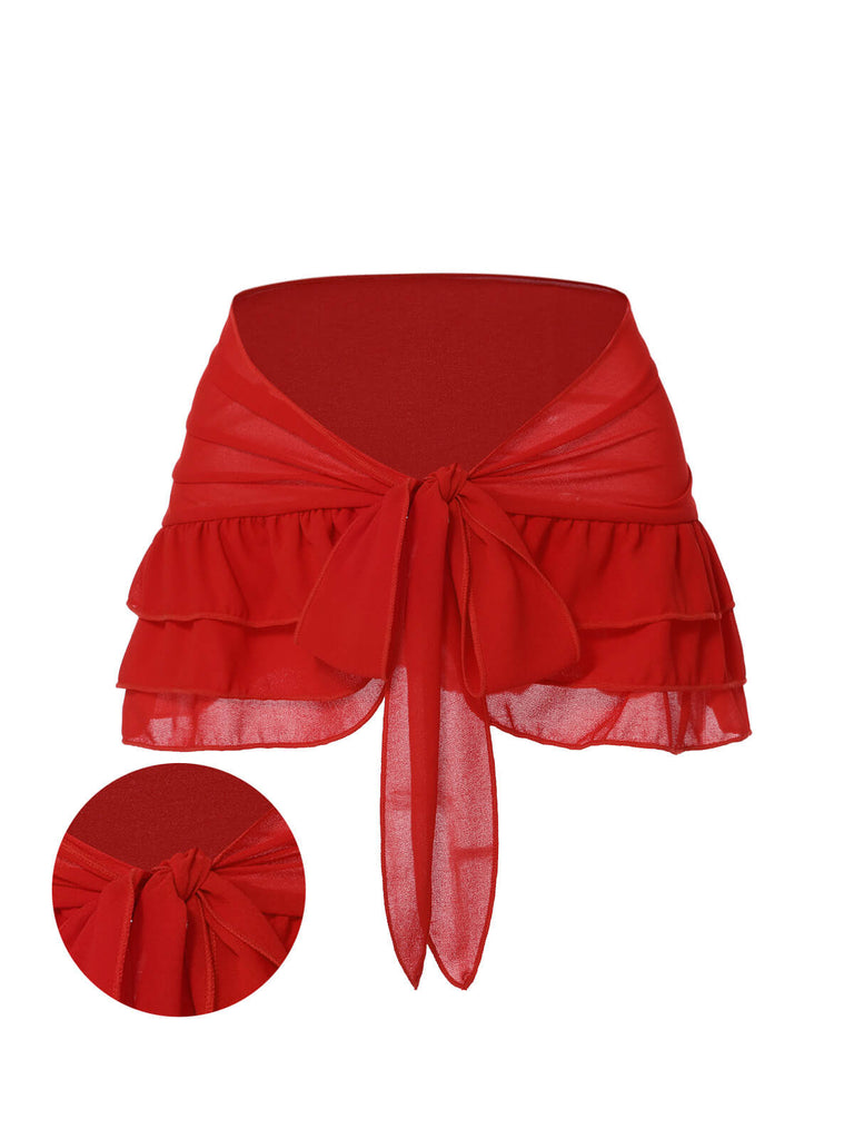 Cache maillot à Jupe en mousseline de soie bleue des années 1960