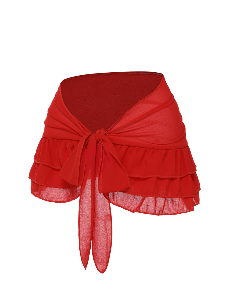 Cache maillot à Jupe en mousseline de soie bleue des années 1960