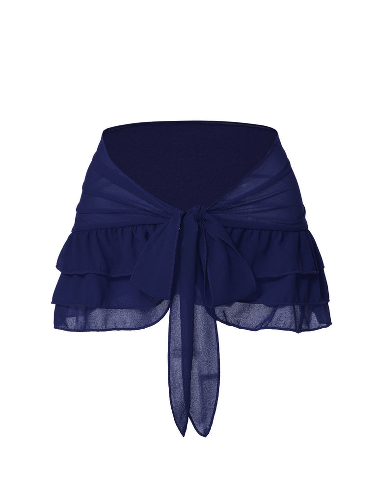 Cache maillot à Jupe en mousseline de soie bleue des années 1960