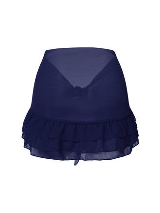Cache maillot à Jupe en mousseline de soie bleue des années 1960