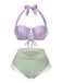 Ensemble bikini licou coquille sirène rose années 1970