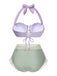 Ensemble bikini licou coquille sirène rose années 1970