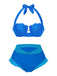 Ensemble bikini licou coquille sirène lavande des années 1970