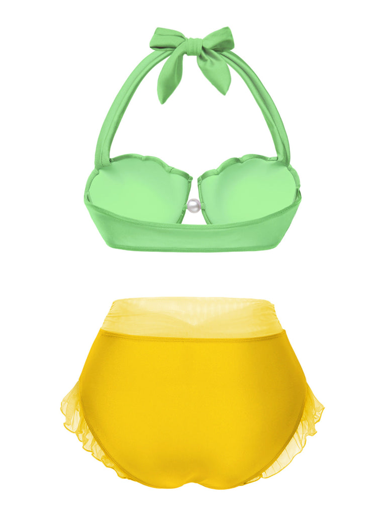 Ensemble bikini licou coquille sirène lavande des années 1970