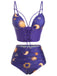 Maillot de bain à lacets noir Soleil Lune Étoiles années 40