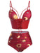 Maillot de bain à lacets noir Soleil Lune Étoiles années 40