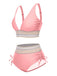 Ensemble de bikini col V patchwork style bohème années 1970