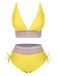 Ensemble de bikini col V patchwork style bohème années 1970
