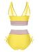 Ensemble de bikini col V patchwork style bohème années 1970