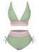 Ensemble de bikini col V patchwork style bohème années 1970