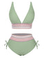 Ensemble de bikini col V patchwork style bohème années 1970