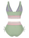 Ensemble de bikini col V patchwork style bohème années 1970
