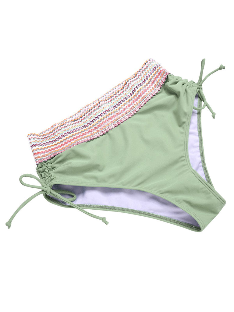 Ensemble de bikini col V patchwork style bohème années 1970