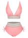 Ensemble de bikini col V patchwork style bohème années 1970