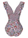 Maillot de bain à col en V à volants et ceinture des années 1950