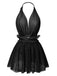 Lingerie dos nu en dentelle et maille col en V profond années 1950