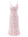 [Prévente] Robe de nuit rose pâle à volants et bretelles en satin des années 1930