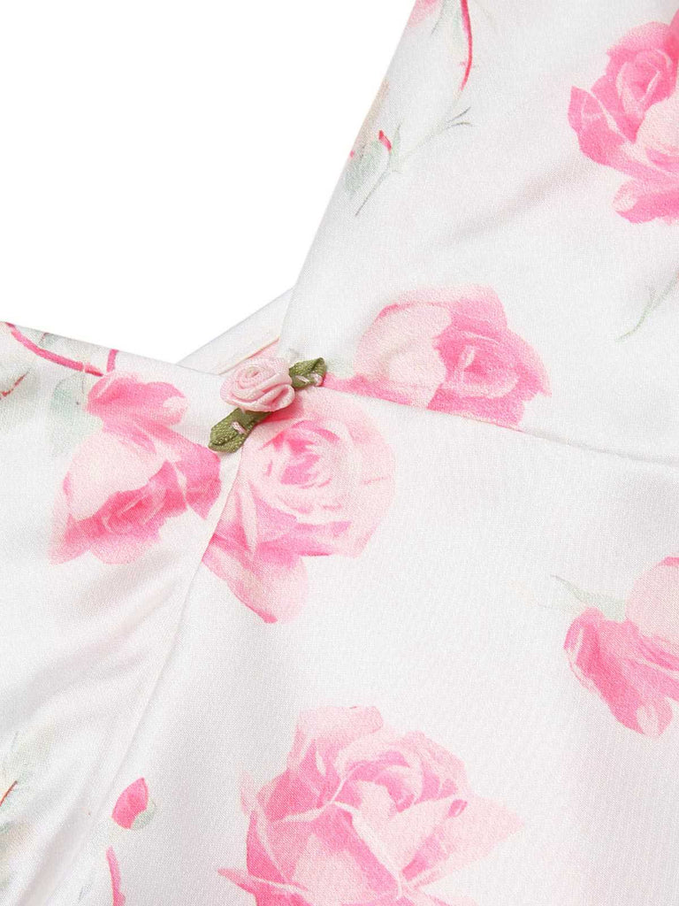[Prévente] Robe de nuit rose pâle à volants et bretelles en satin des années 1930