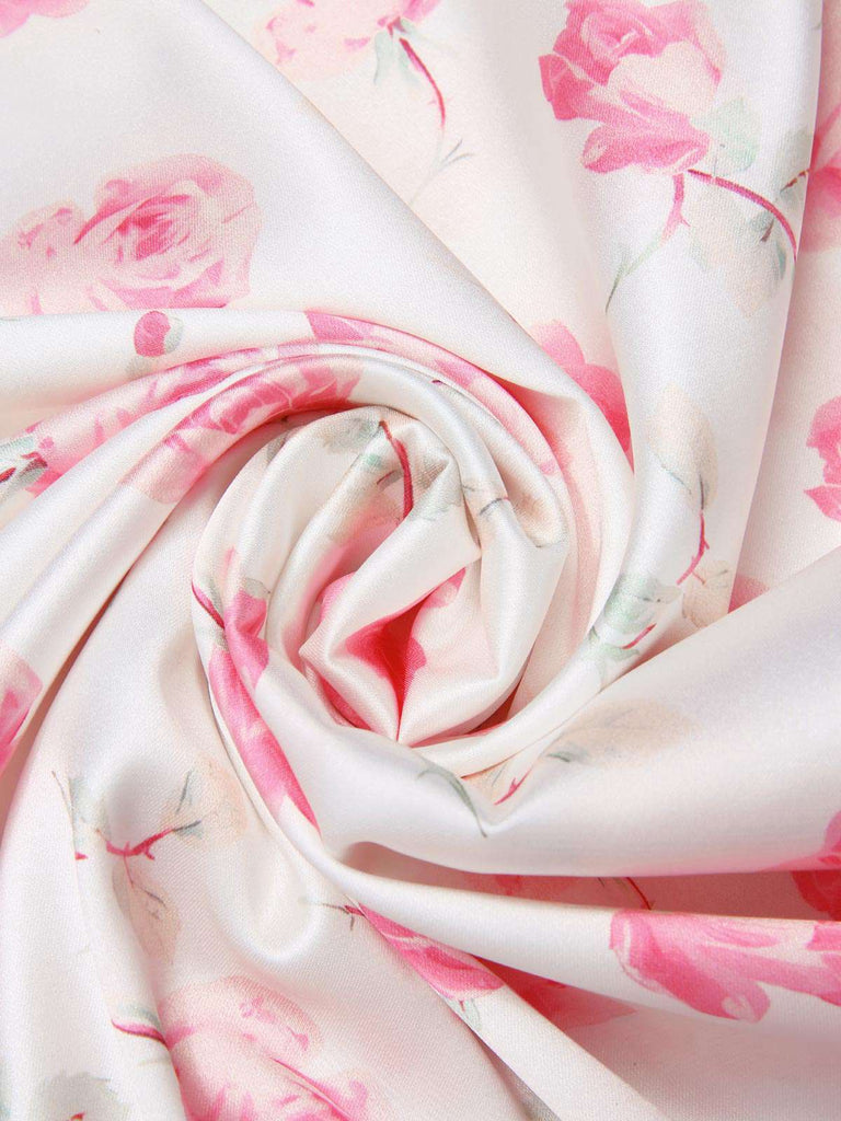 [Prévente] Robe de nuit rose pâle à volants et bretelles en satin des années 1930