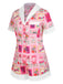 [Prévente] Ensemble pyjama rose en dentelle patchwork timbres floraux années 1970