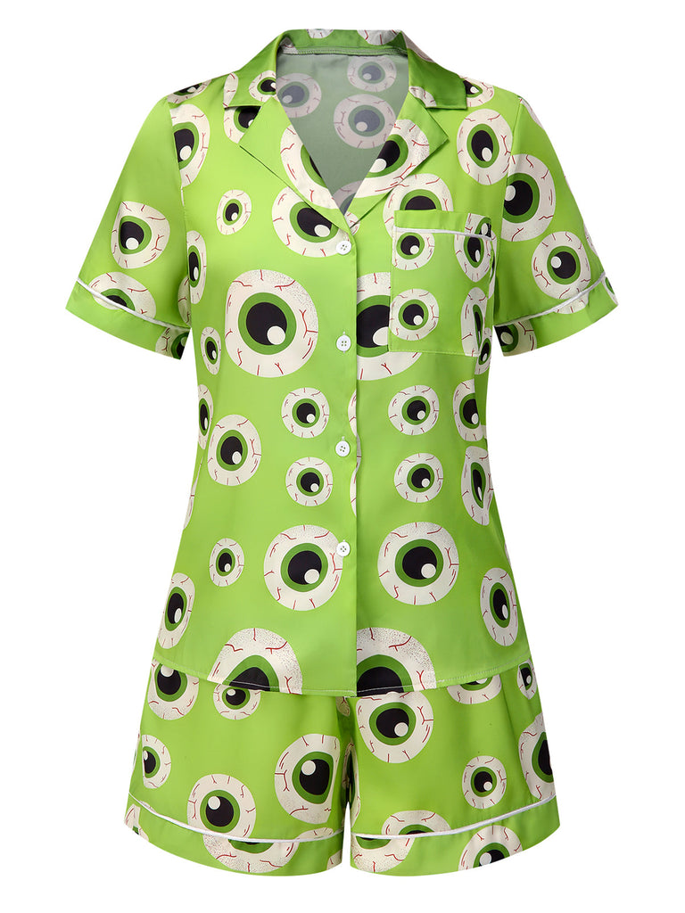 [Prévente] Ensemble pyjama vert à revers pour Halloween des années 1970