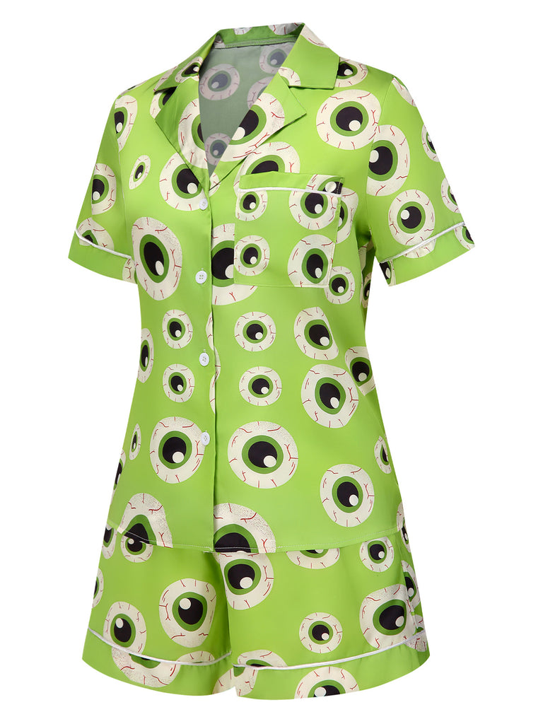 [Prévente] Ensemble pyjama vert à revers pour Halloween des années 1970