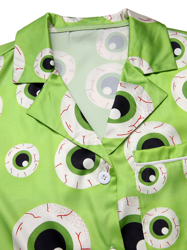 [Prévente] Ensemble pyjama vert à revers pour Halloween des années 1970