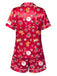 Ensemble pyjama rouge à imprimé Noël années 1950