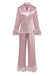 Ensemble pyjama en satin uni à bordure de plumes des années 1930