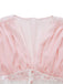 Robe de chambre rose en dentelle plissée et résille taille cintrée années 1930