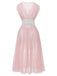 Robe de chambre rose en dentelle plissée et résille taille cintrée années 1930